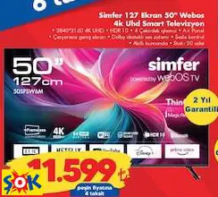 SİMFER 127 EKRAN 50 İNÇ WEBOS 4K UHD SMART TELEVİZYON AKILLI TV